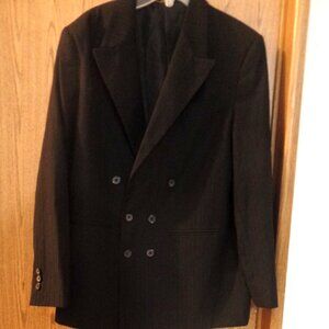VanHeusen Boy's Black-on-Black Double-Breasted Suit Jacket, Size 18R